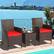 Alt View 4. Costway - 3PCS Patio Rattan Furniture Set Cushioned Sofa Glass Tabletop Deck - Red,Mix Brown.