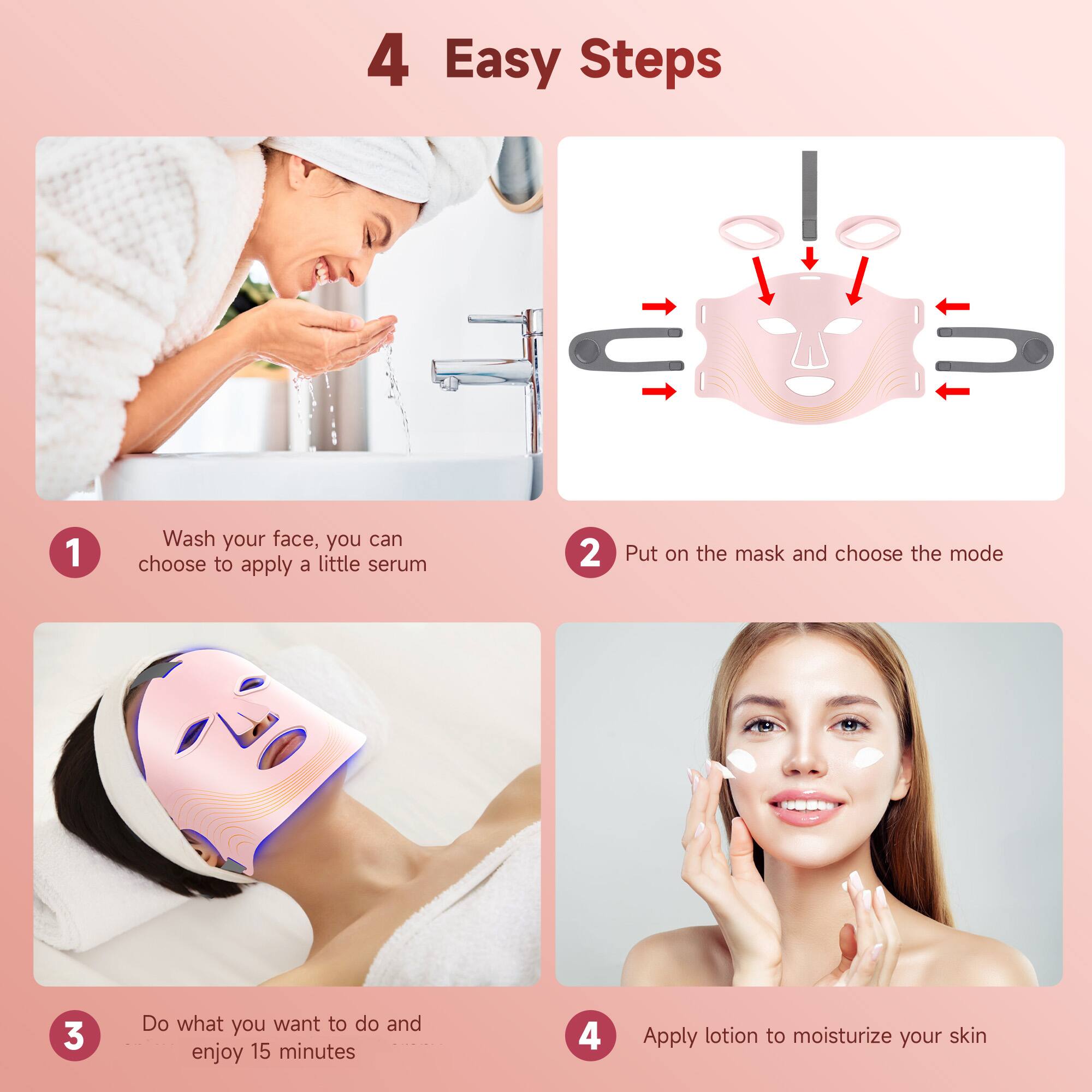 Morfone 4mode LED facial red light therapy lamp Portable care set