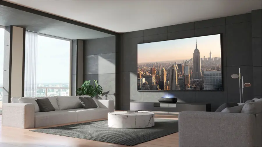 Alt View 13. Hisense - L9H Laser TV TriChroma UST Projector with INCLUDED 100" ALR Screen, 4K UHD, 3000 Lumens, Dolby Vision & Atmos, Google TV - Black.