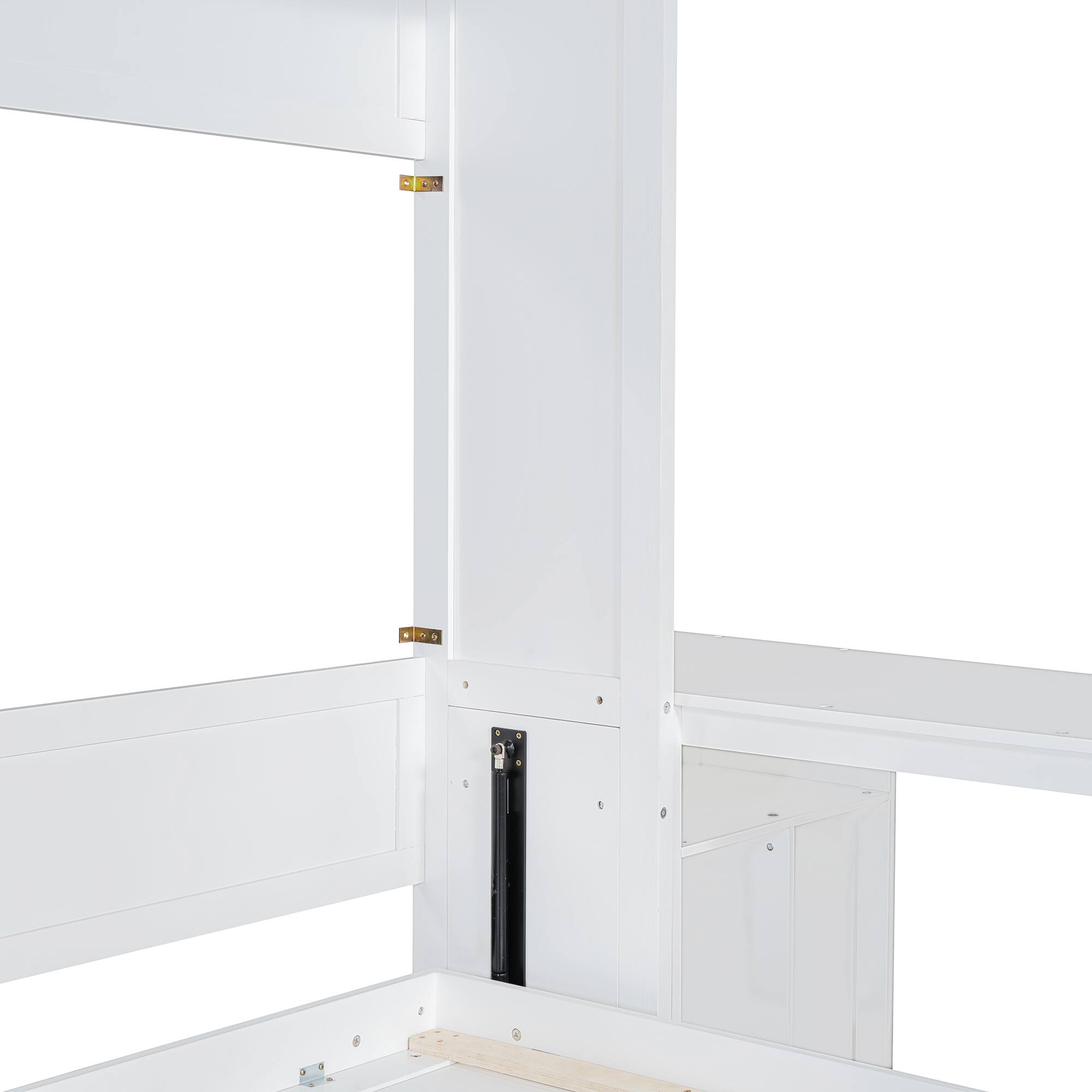 Alt View 9. Tiramisubest - Queen Size Wall Murphy Bed with Desk, Storage, White Wood, Space-Saving - White.