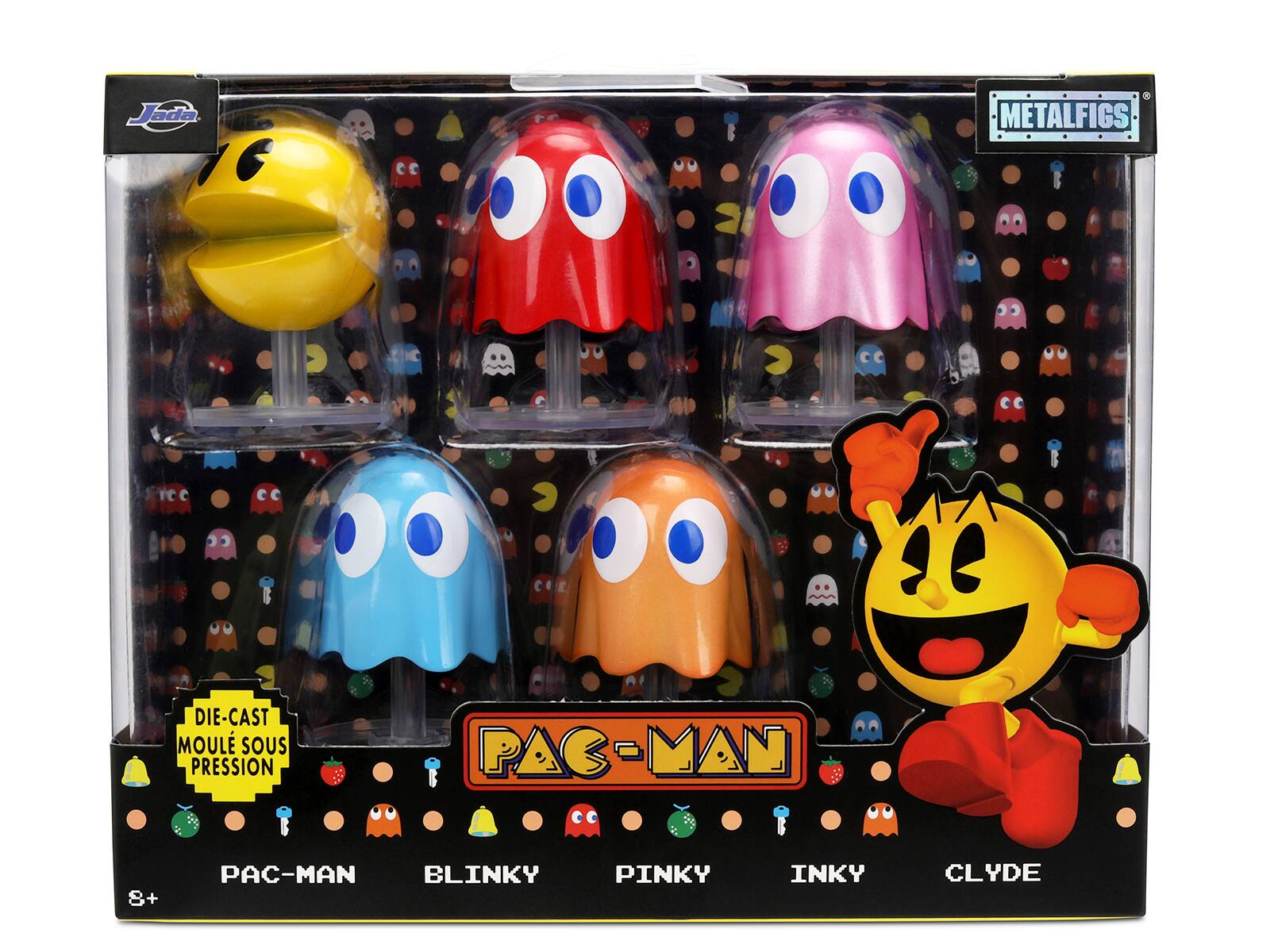 Jada METALFIGS DIE-CAST MOULÉ SOUS PRESSION PAC-MAN 8+ PAC-MAN BLINKY PINKY INKY CLYDE