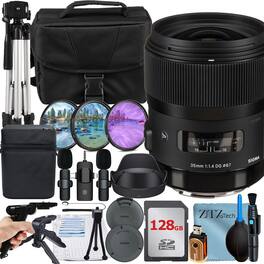 Sigma - 35mm f/1.4 DG HSM Art Lens for Canon EF Mount with 128GB Card + Case + ZeeTech - Black