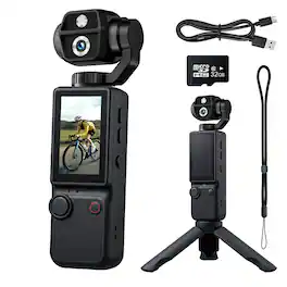Umeiluce - 4K Ultra HD Pocket Vlogging Camera Action Gift Camera with 2.0" IPS Screen, Built-in Stereo Mic - Black