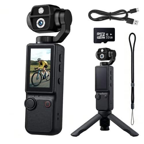 Umeiluce - 4K Ultra HD Pocket Vlogging Camera  Action Gift Camera with 2.0" IPS Screen, Built-in Stereo Mic - Black