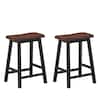 Front. Gymax - Gymax Set of 2 Bar Stools 24''H Saddle Seat Pub Chair Home Kitchen Dining Room Brown - brown and black.