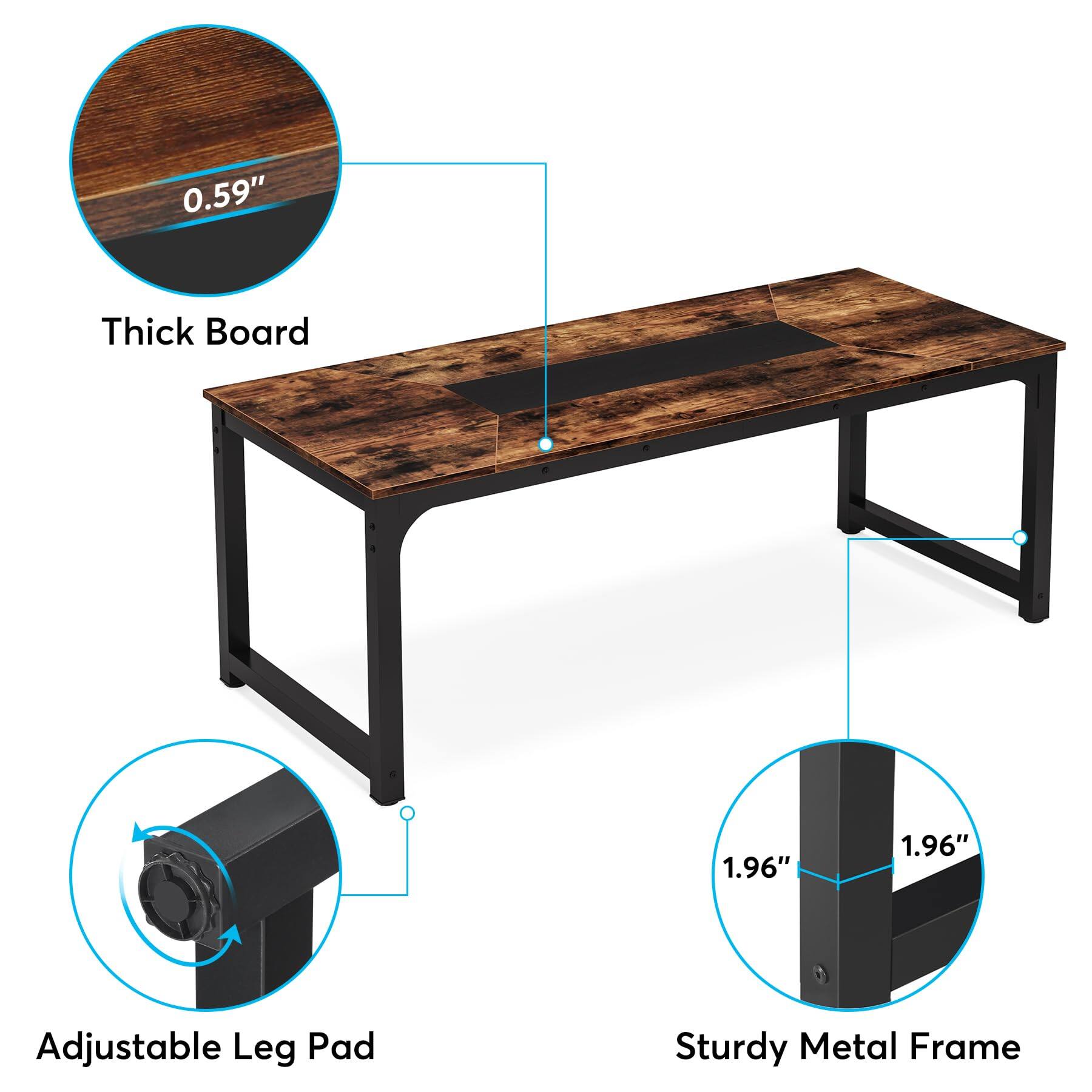 0.59"  
Thick Board  
1.96"  
1.96"  
Adjustable Leg Pad  
Sturdy Metal Frame