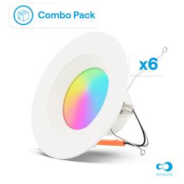 Infibrite - 5/6 In. WiFi Smart 12W 1100LM Recessed LED Definitive Series Retrofit Kit, Dimmable, Alexa/Google, Wet Rated (6 Pack) - White