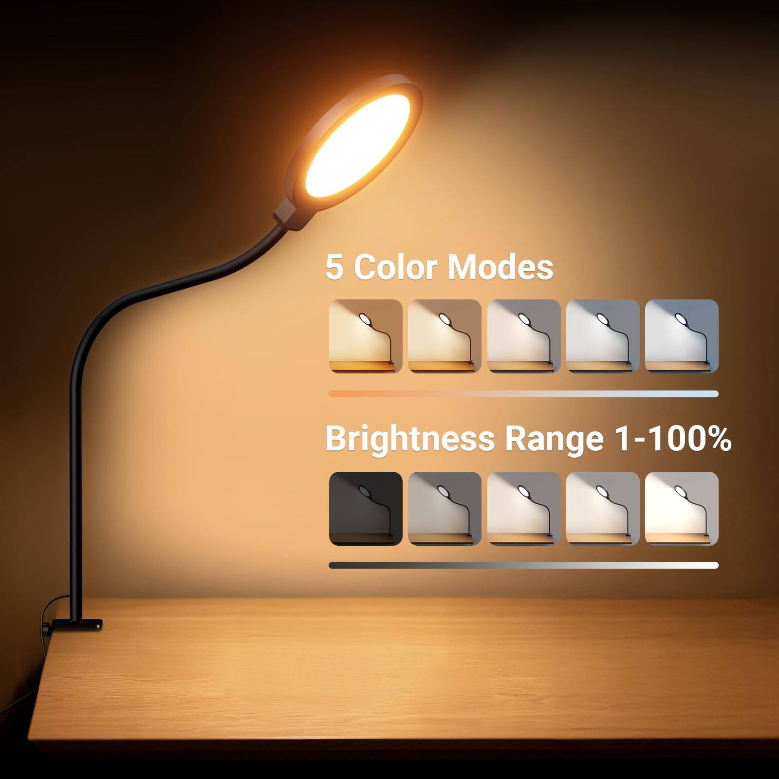 5 Color Modes  
Brightness Range 1-100%
