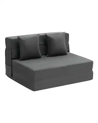 Front. VEVOR - Folding Sofa Bed, 3-in-1 Foldable Couch Bed with 2 Pillows and Washable Cover - Grey.