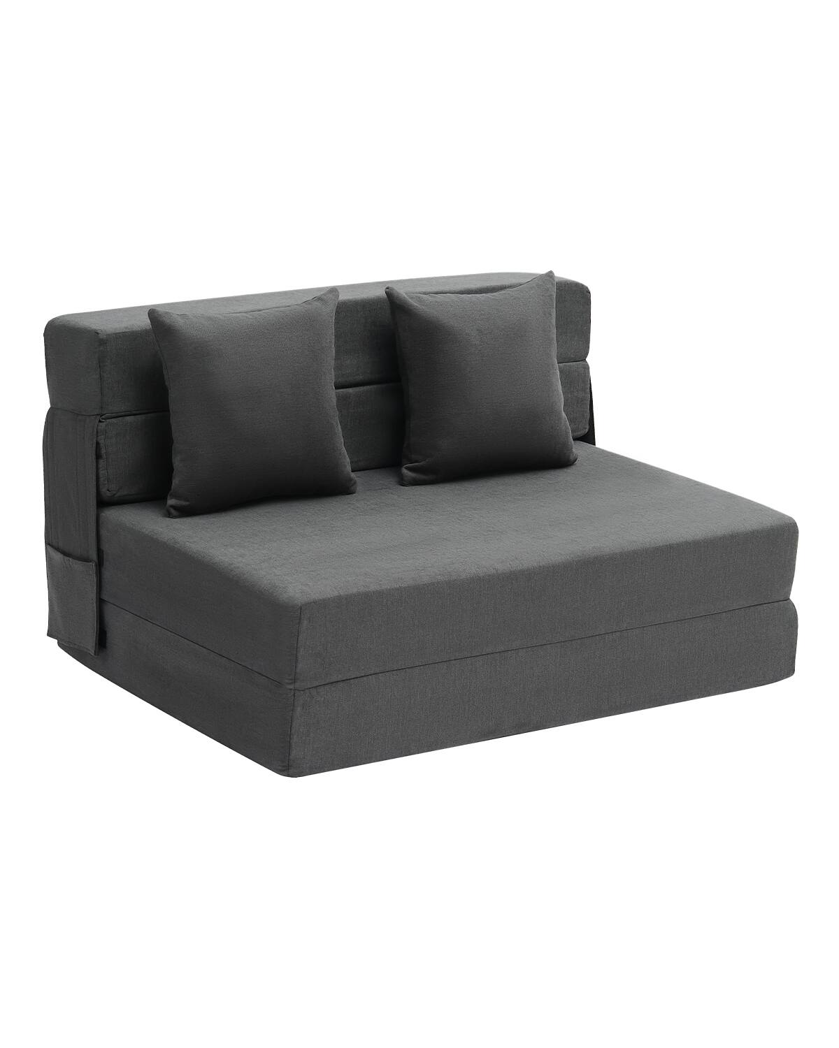 Front. VEVOR - Folding Sofa Bed, 3-in-1 Foldable Couch Bed with 2 Pillows and Washable Cover - Grey.