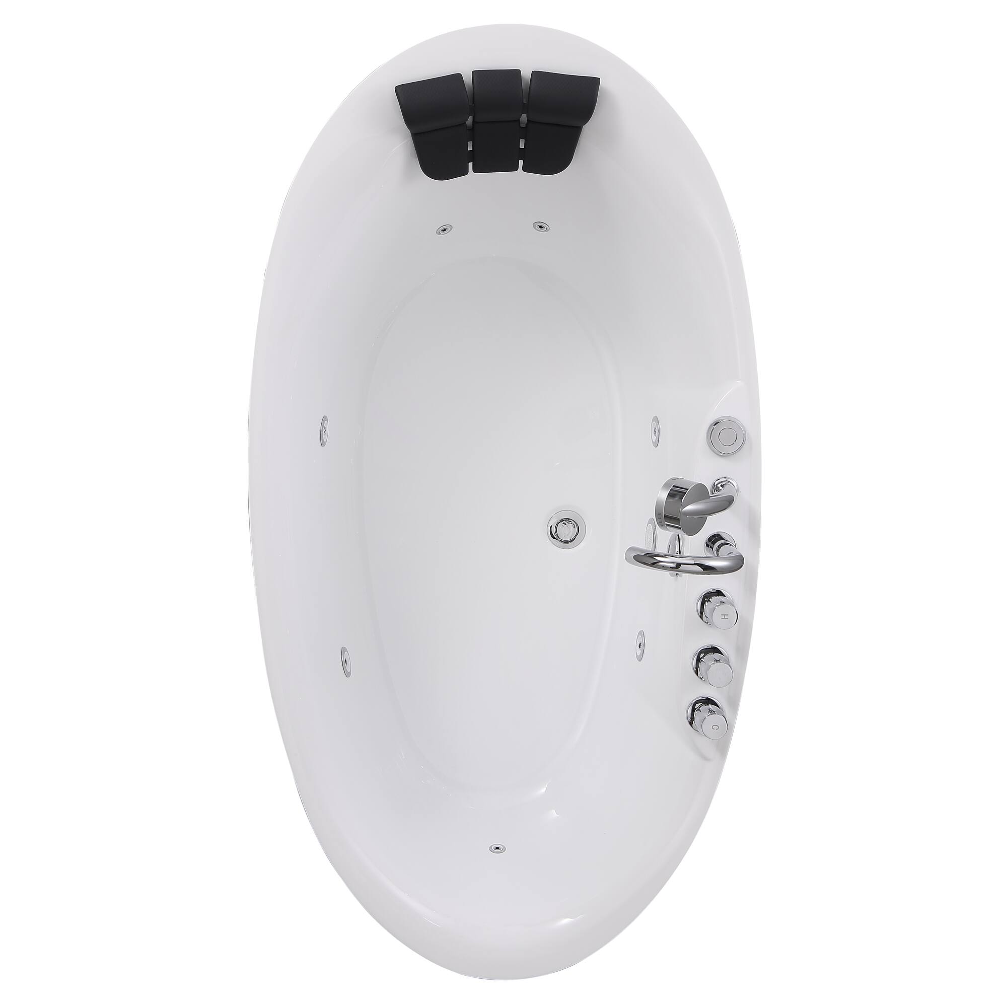 Alt View 3. Empava - 71 in. x 33.8 in. Center Drain Freestanding Whirlpool Bathtub Hydrotherapy Jetted Soaking Bath Tub - Tub filler in White - White.