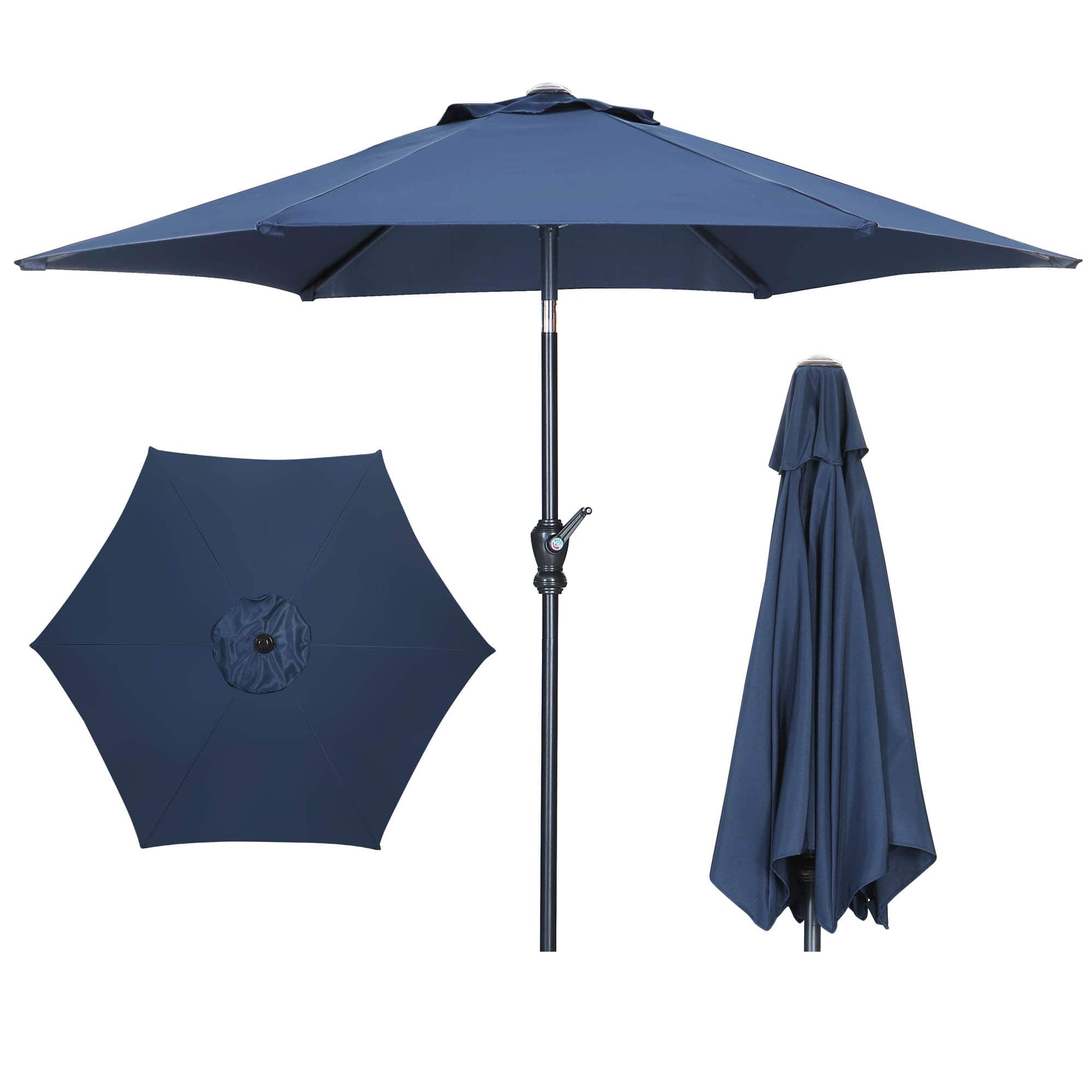 Ainfox - 7.5ft Patio Umbrella Outdoor Market Umbrella UV Protection Sturdy Frame W/Easy Crank - Navy Blue