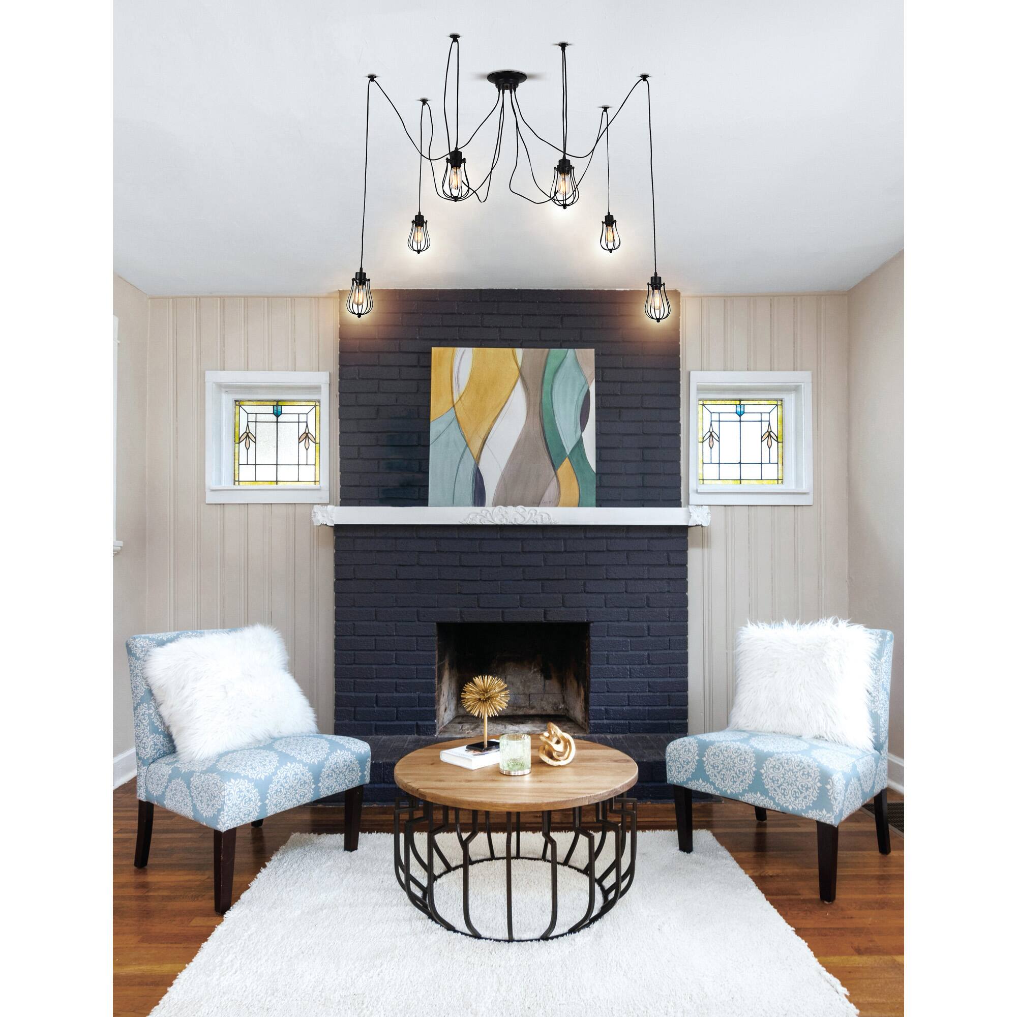 Left. CWI Lighting - Tomaso 6 Light Multi Light Pendant With Black Finish - Black.