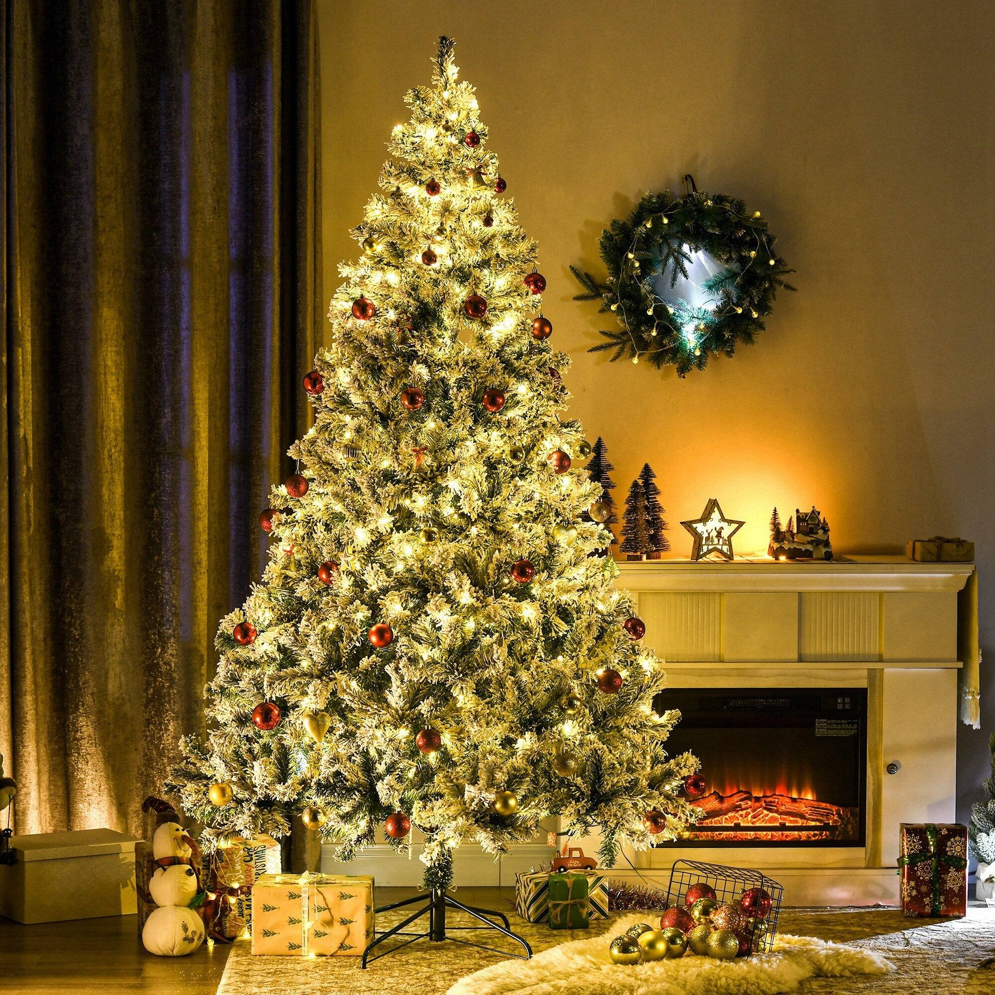 Alt View 4. Hivvago - 7.5ft Tall Prelit Artificial Christmas Tree Holiday DÃ©cor with 1149 Snow Flocked Branches - Green.