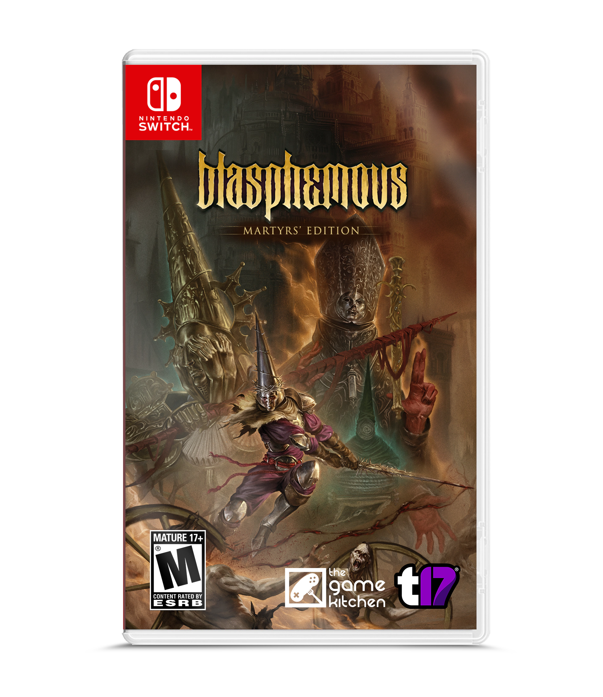 Nintendo Switch Blasphemous Martyrs Edition Mature 17+ M Content Rated by ESRB The Game Kitchen T17