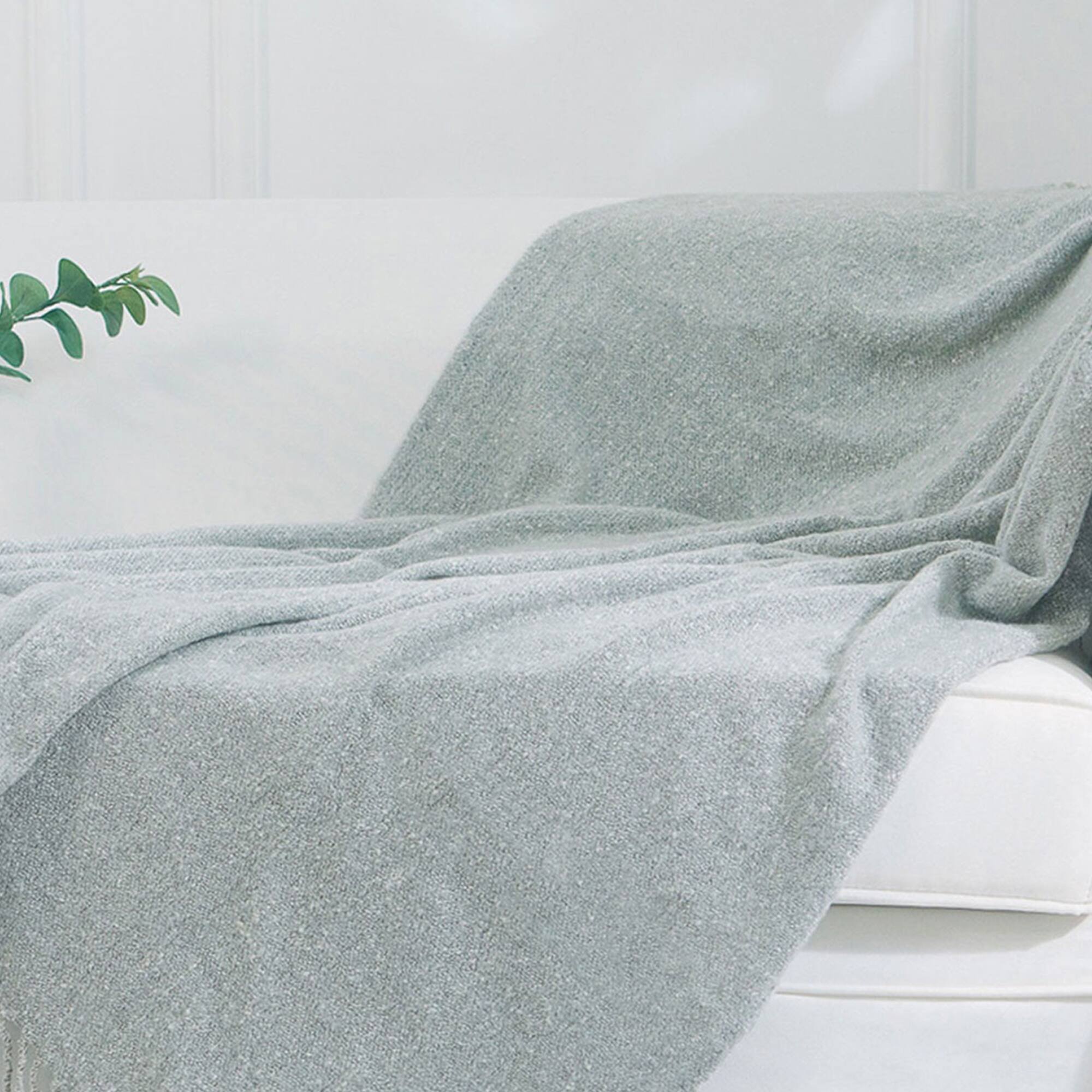 Angle. Cheer Collection - Cheer Collection Ultra Soft Knit Throw Blanket with Fringe Edges Lightweight and Cozy 50 x 60 Inches - Gray.