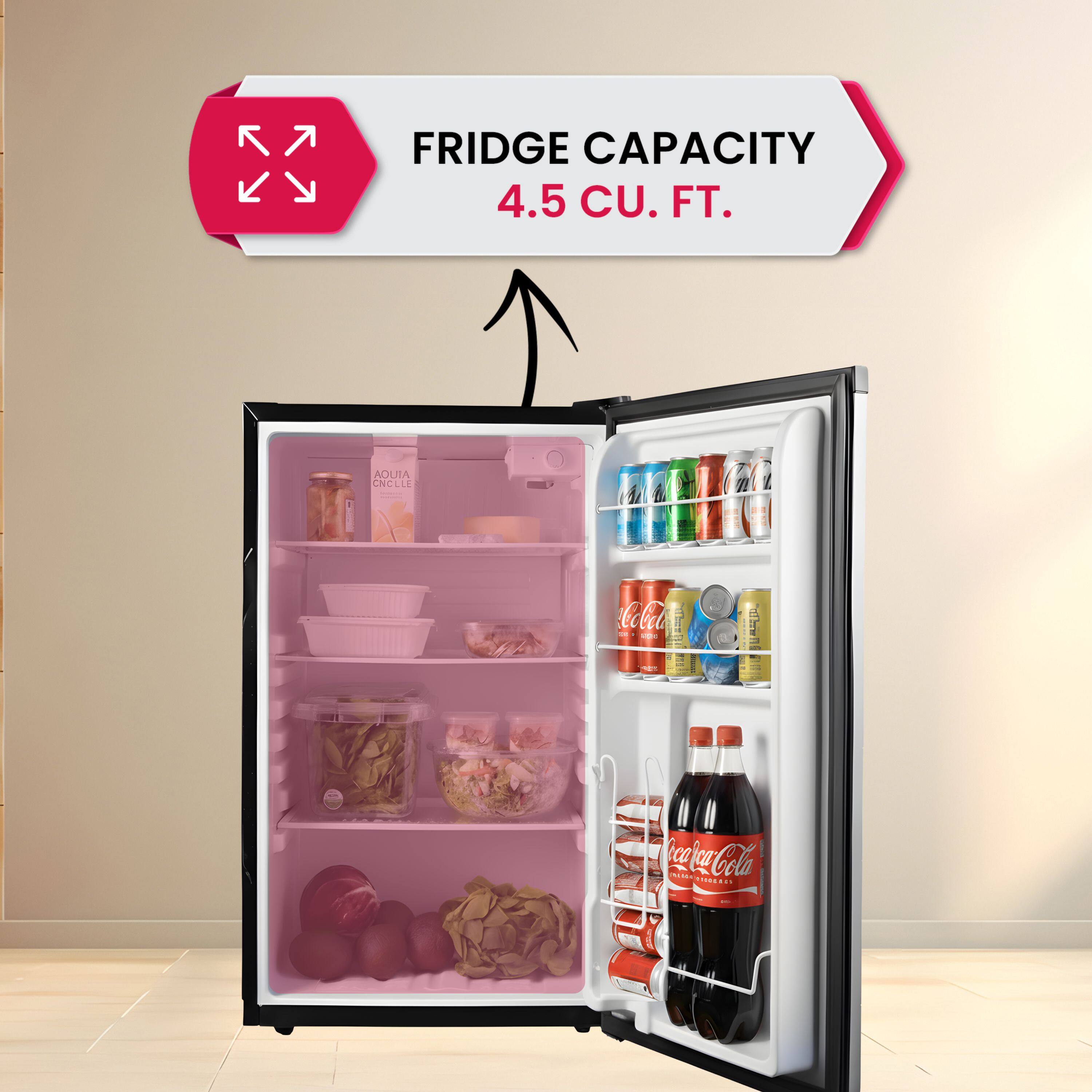 FRIDGE CAPACITY 4.5 CU. FT.