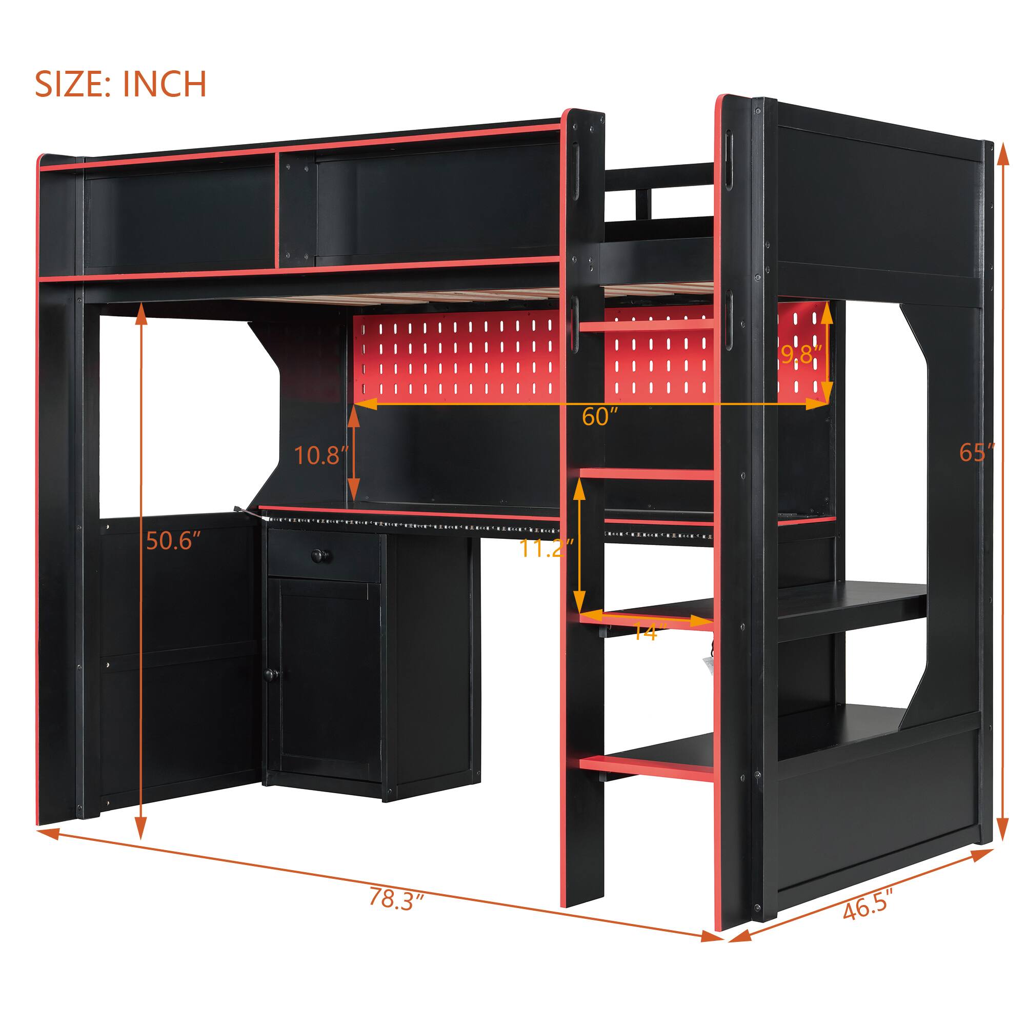 SIZE: INCH  
10.8"  
60"  
50.6"  
11.2"  
14"  
78.3"  
46.5"  
65"