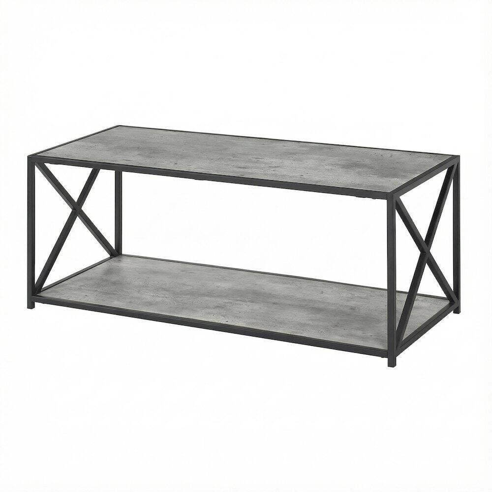 Front. FurniFact - Faux Birch Coffee Table with Particle Board Top and Sturdy Frame Design - Faux Birch.