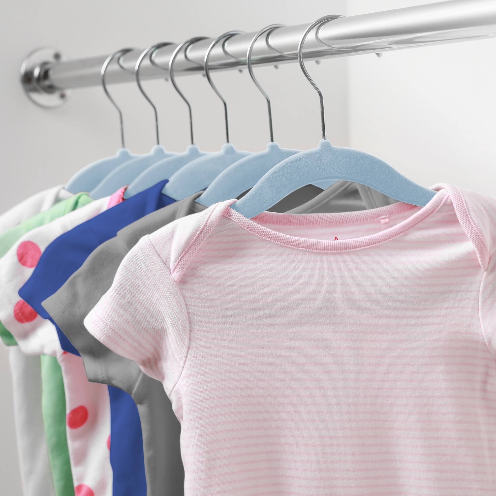 Alt View 5. Casafield - 100 Velvet 11-in Baby Hangers - Light Blue.