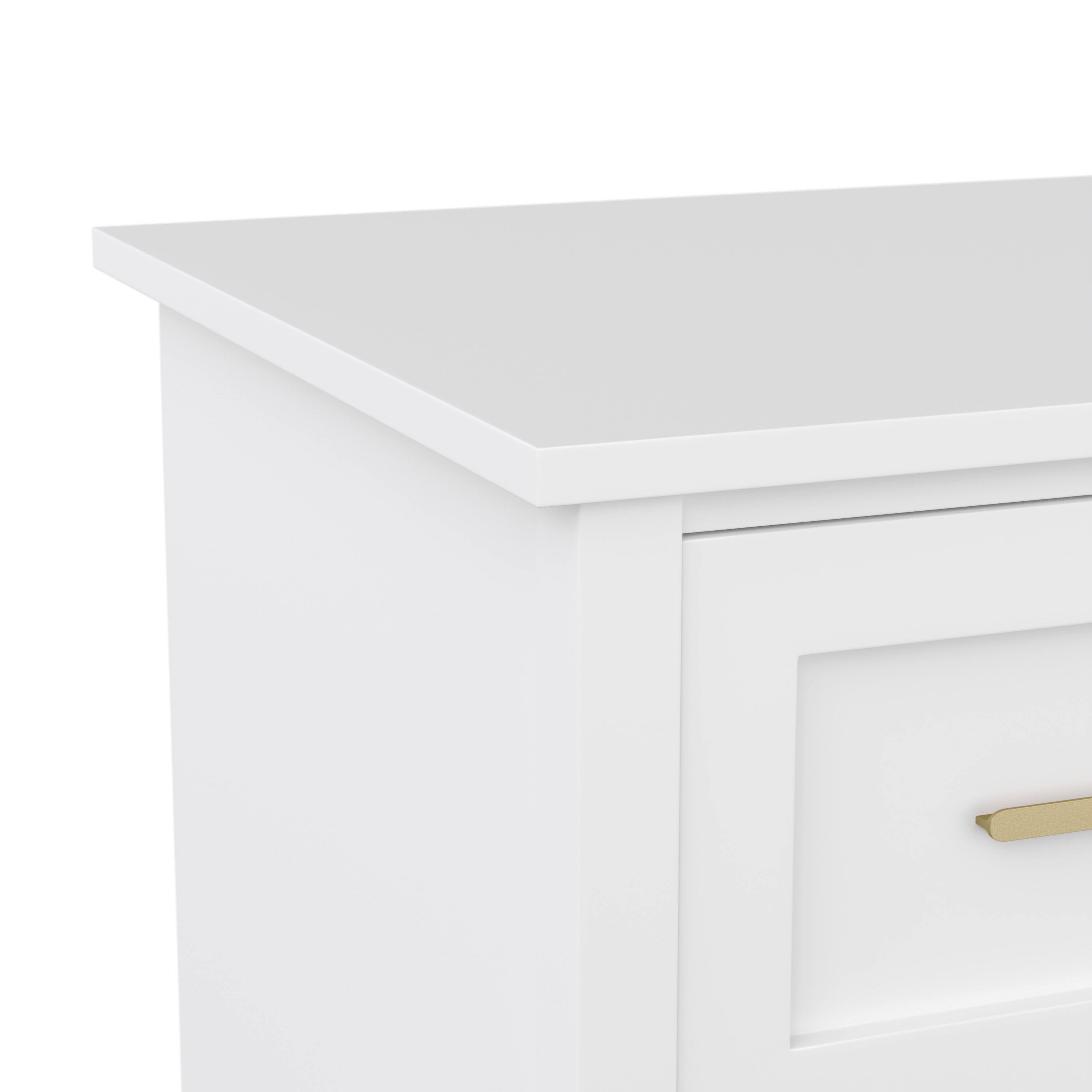 Alt View 21. Martha Stewart - Hutton White Shaker Style Home Office Desk with Storage - White Frame/Polished Brass Hardware.