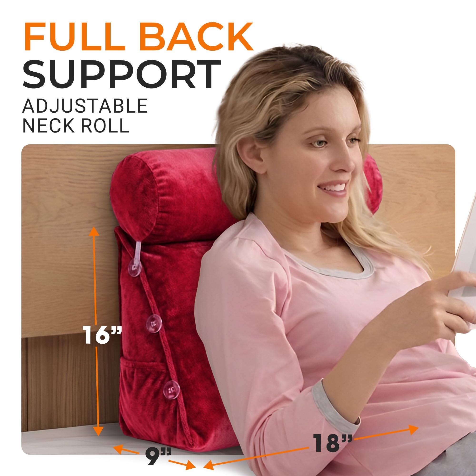 FULL BACK SUPPORT  
ADJUSTABLE NECK ROLL  
16"  
9"  
18"