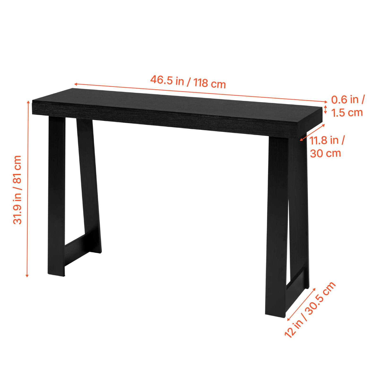 46.5 in / 118 cm  
0.6 in / 1.5 cm  
31.9 in / 81 cm  
11.8 in / 30 cm  
12 in / 30.5 cm