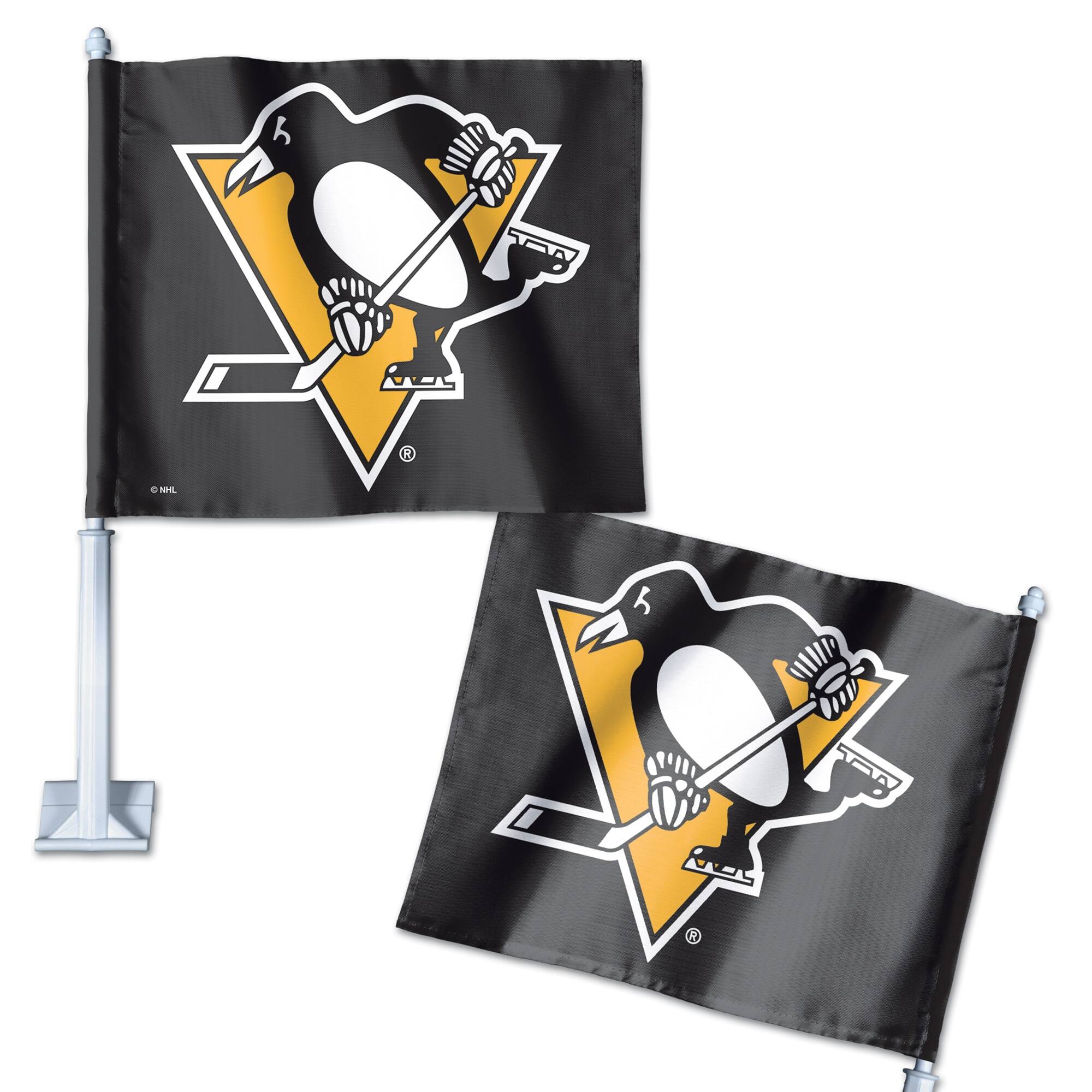 Alt View 2. WinCraft - Pittsburgh Penguins Double-Sided Car Flag - Multicolor.