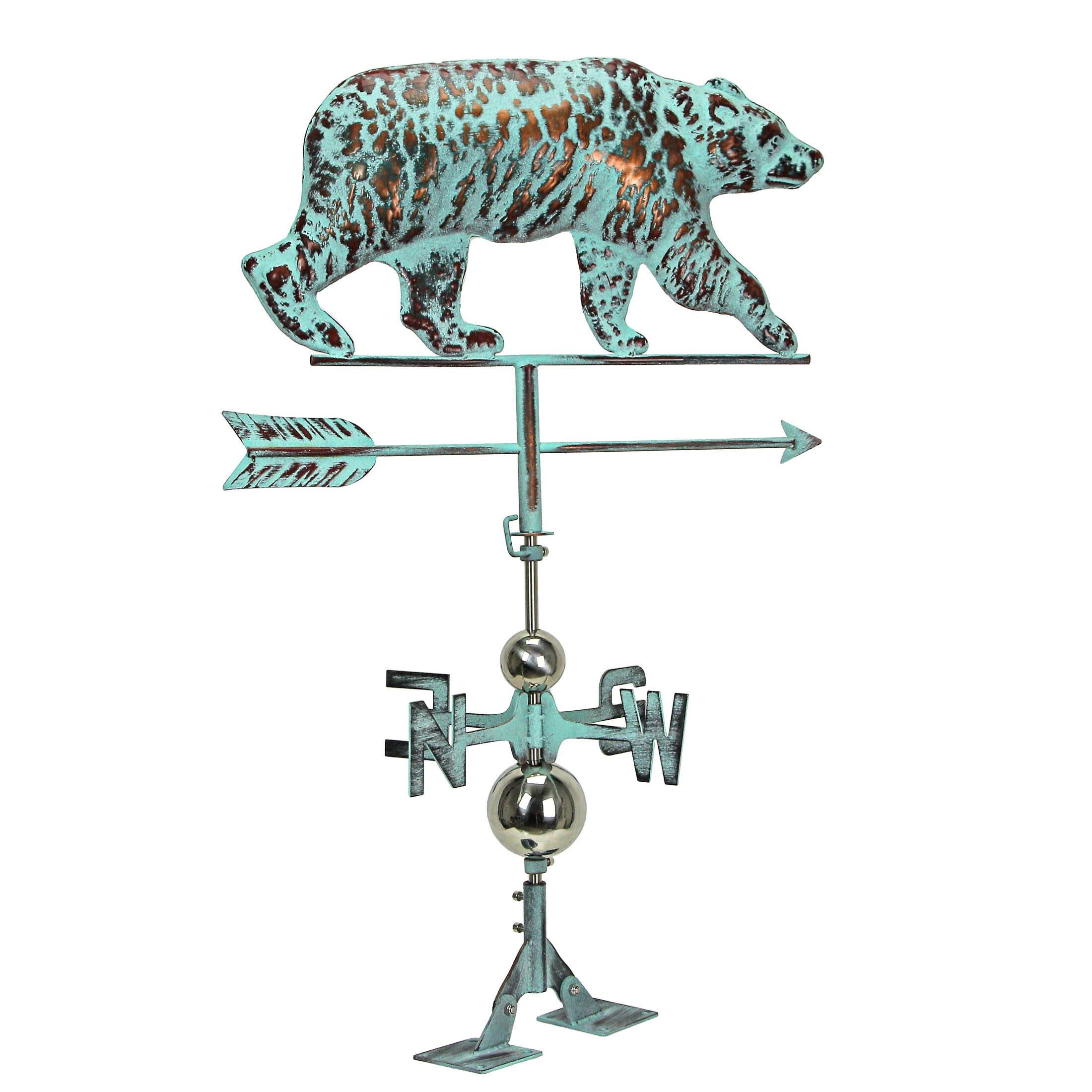 Front. Things2Die4 - Verdigris Copper Bear Weathervane Roof Mount Home Garden Decor Forest Lodge Art - Teal.