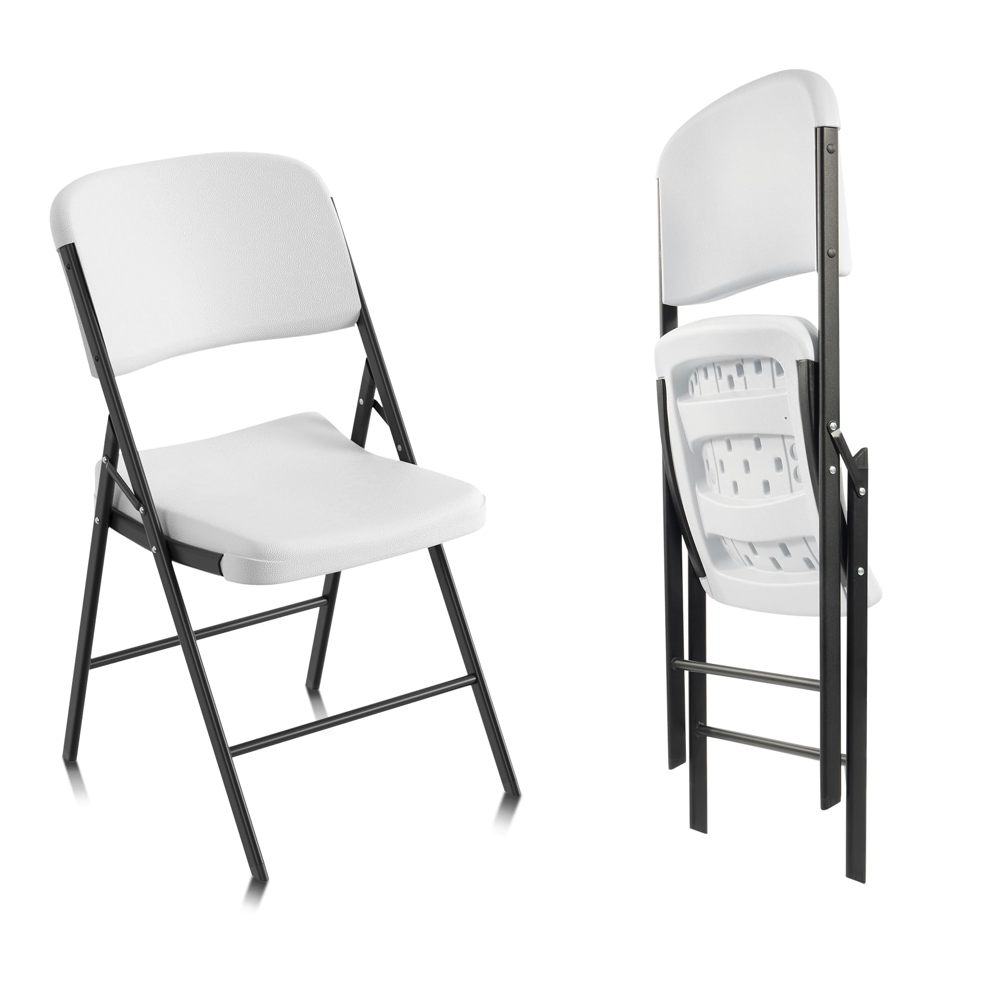 Front. JETRANSPORT - Folding Chairs Heavy Duty Plastic With 350-pound Capacity For Home Office Camping Kitchen Dining Wedding - Set of 2.