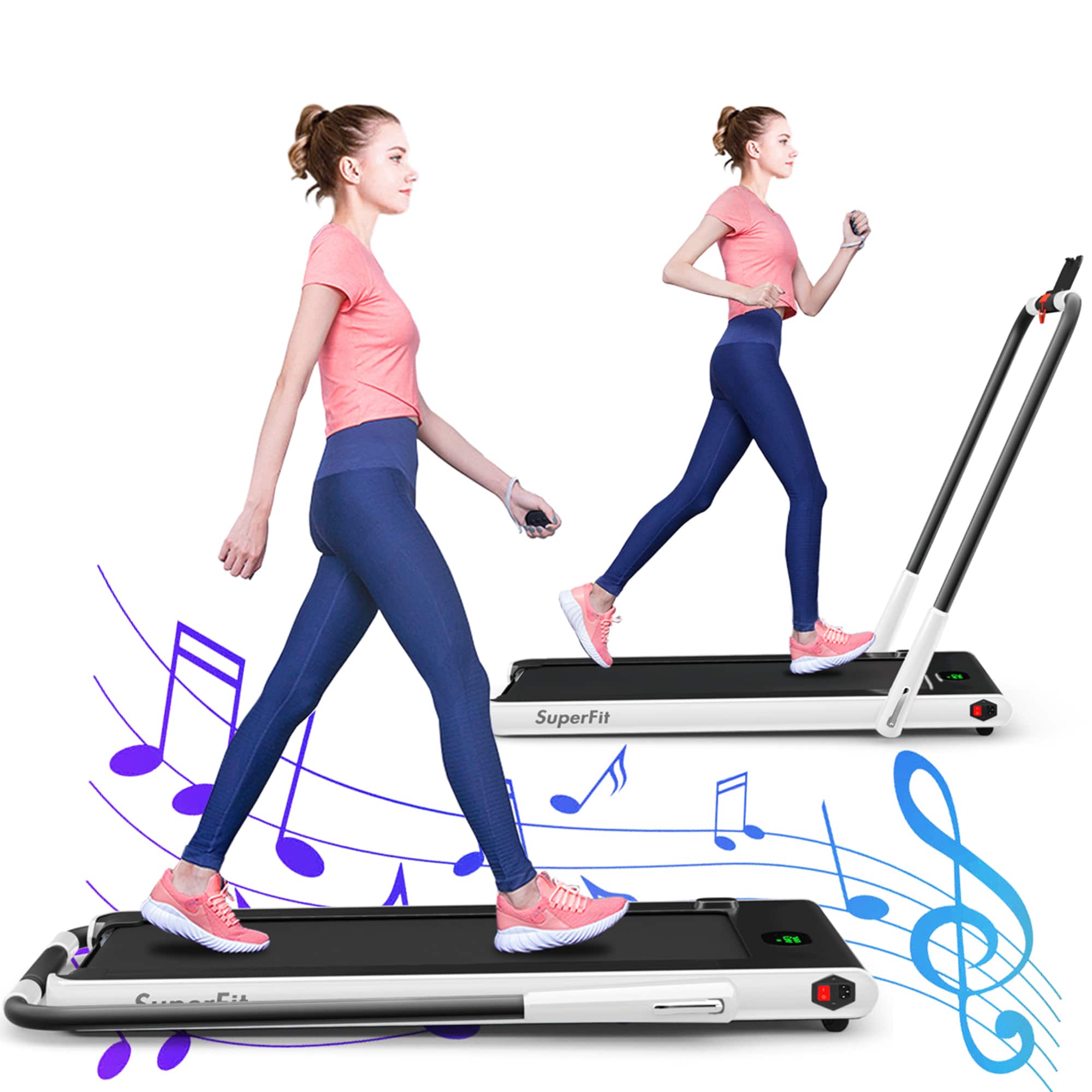Gymax - 2.25HP Under Desk Electric Pad Treadmill Running Machine - White