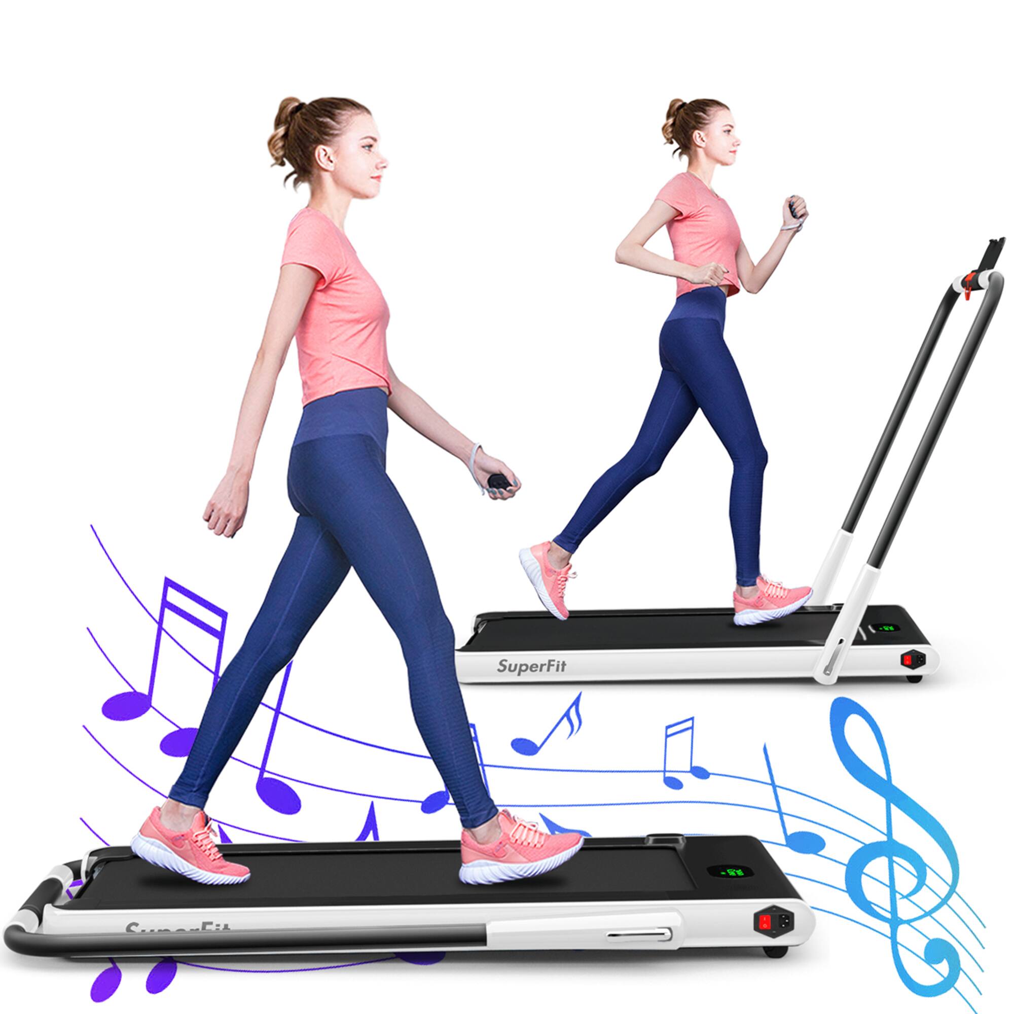 Front. Gymax - Gymax 2.25HP Under Desk Electric Pad Treadmill Running Machine White - White.