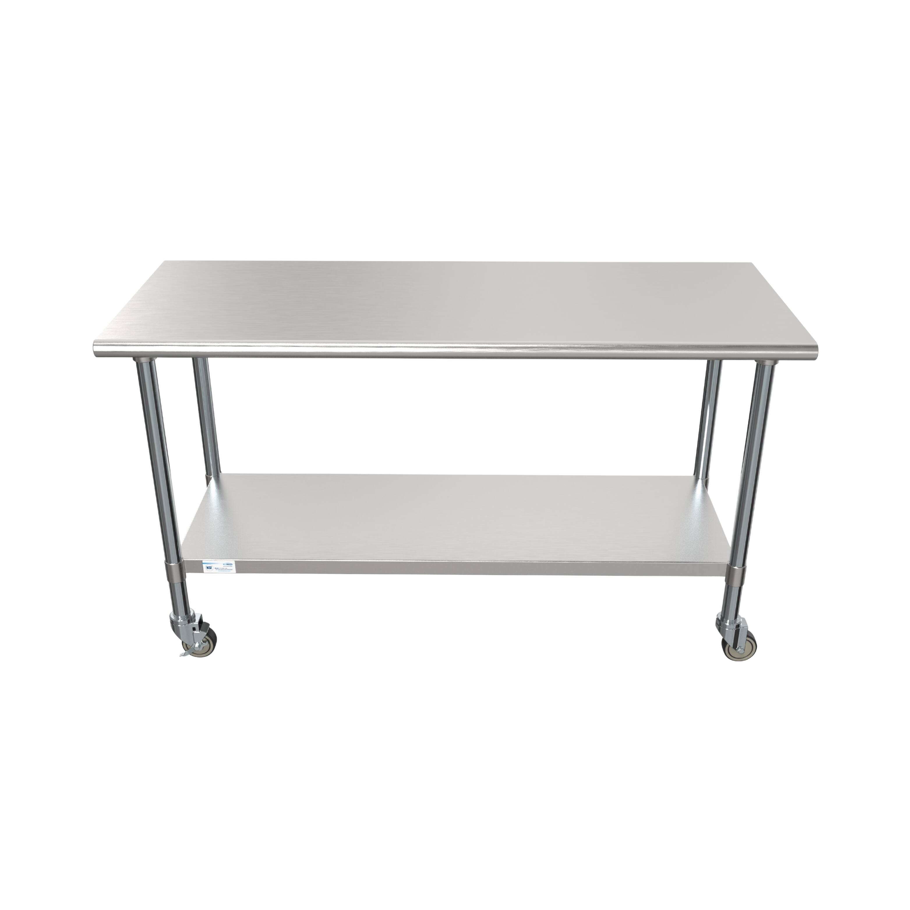 Alt View 4. Koolmore - 24" x 60" 18-Gauge 304 Stainless Steel Commercial Work Table with Casters, CT2460-18C. - Silver.