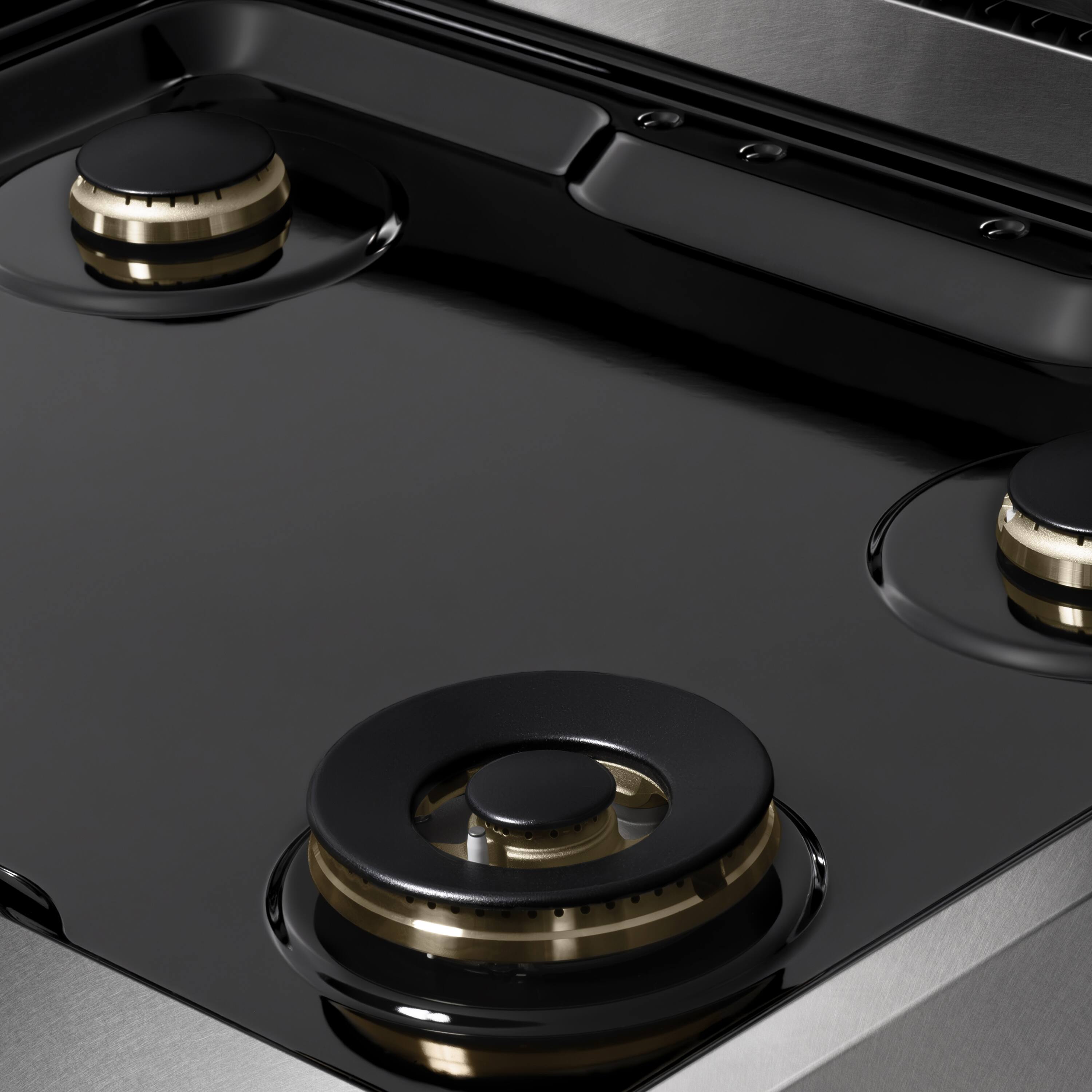 Alt View 13. ZLINE - 30 in. 4.2 cu. ft. Marino Freestanding Gas Range with Manual Clean Convection Gas Oven with 4 Brass Burners - Satin Stainless Steel.