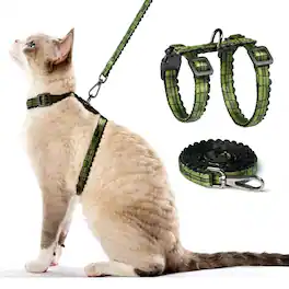 Paradigms Interiors - Cat Harness And Leash Set - Escape Proof Comfortable Soft Use Safe & Easy Walking Travel Kitten For Cats - Green Growling Crocodile