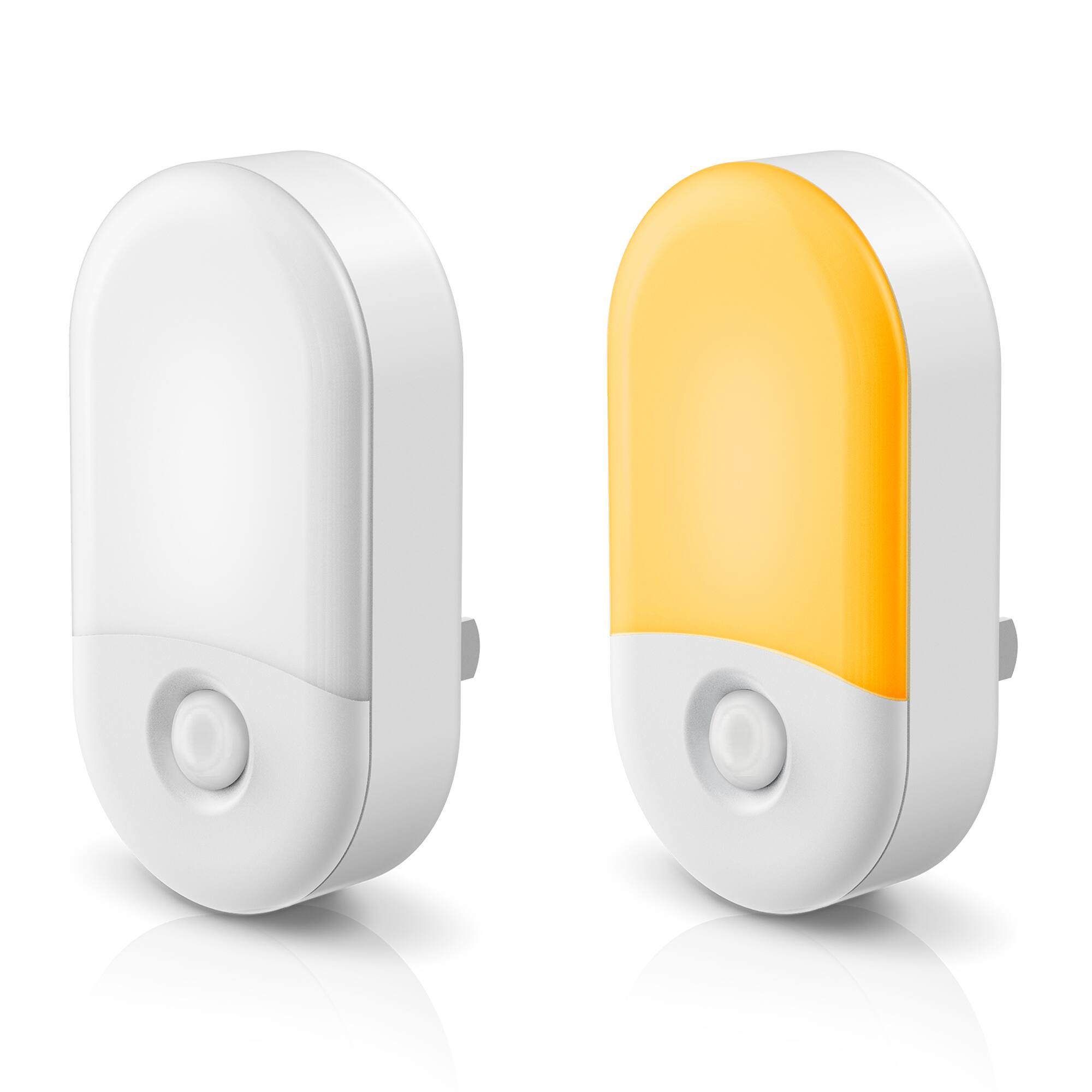 Front. Jandcase - JANDCASE 2-Pack 0.6W  Plug-in Night Light, Amber Glow,, 2-Step Dimming, Dusk-to-Dawn Sensor - White.