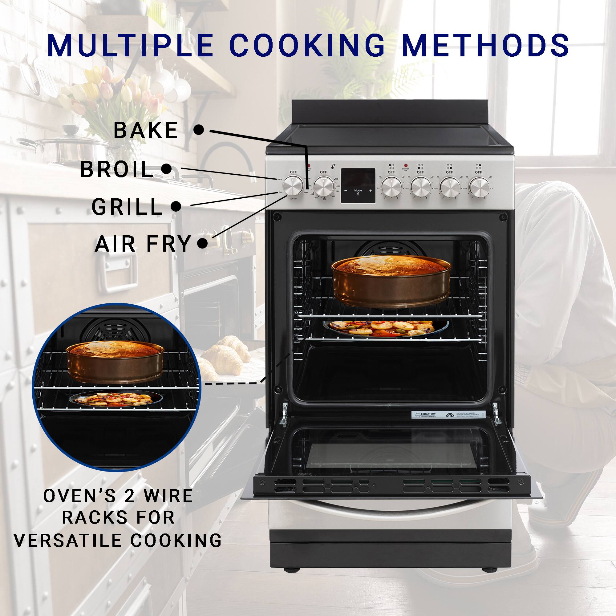 Equator 20 inch Electric Convection Range 4 Ceramic Burner 1.9 cf