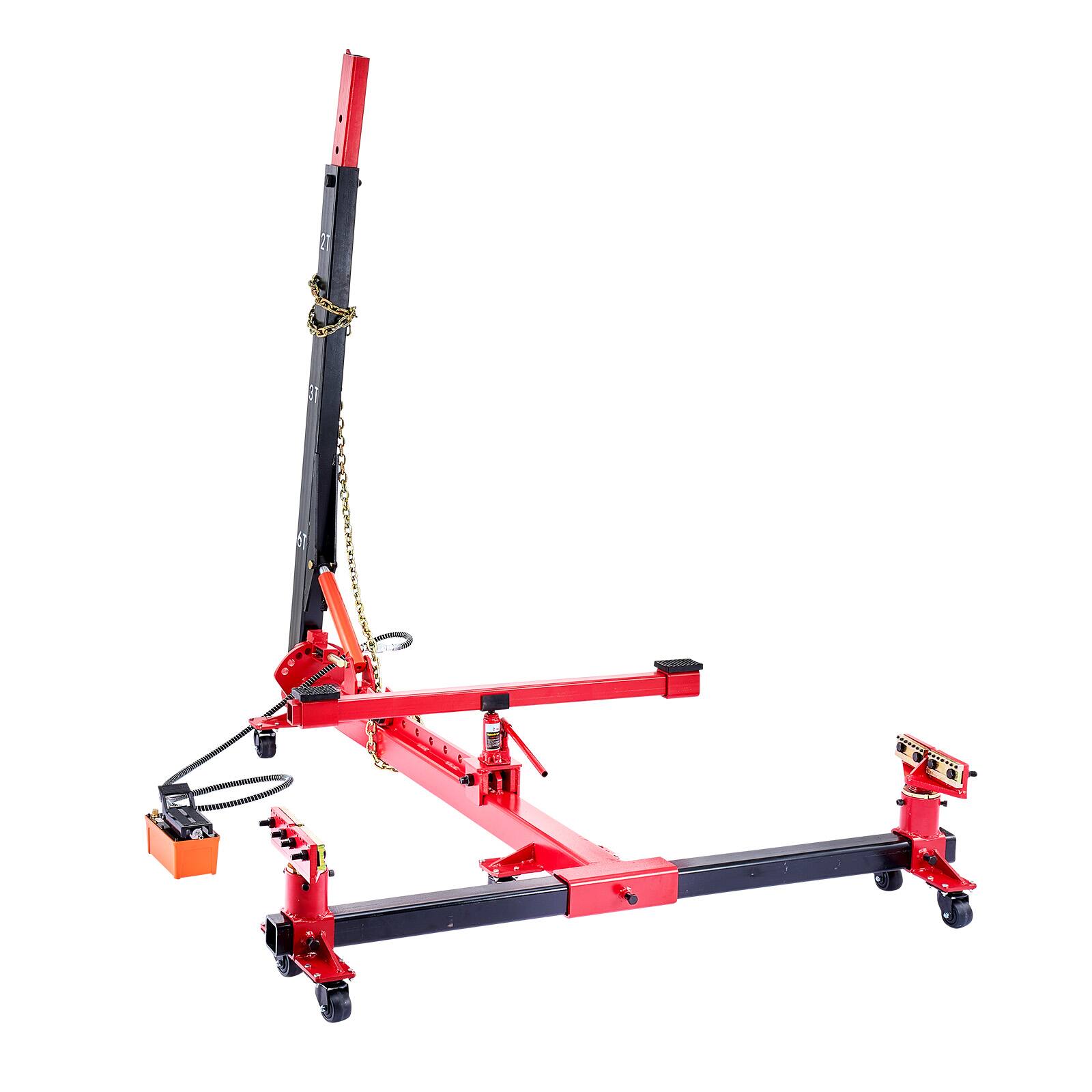 Alt View 5. VEVOR - Auto Body Frame Puller Straightener, 6T Tension Car Body Repair Equipment with 3T Airbag Jack & 6000PSI Hydraulic Foot - Red;Black.