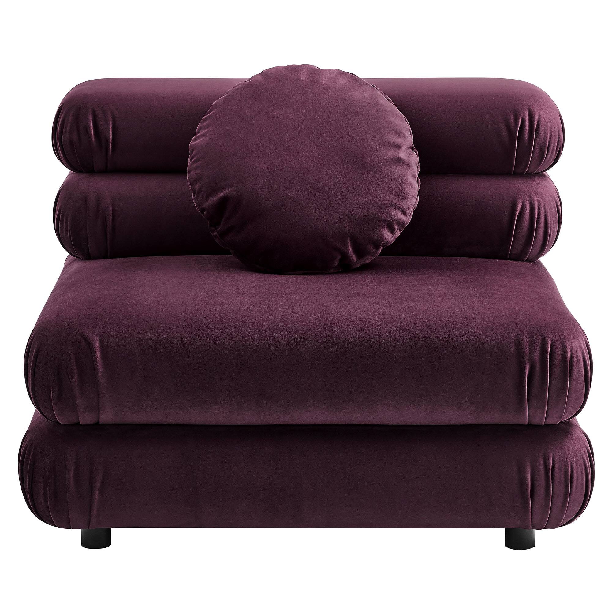 Alt View 2. Modway - Jubilee Modular Performance Velvet Armless Chair by Modway - Mulberry.