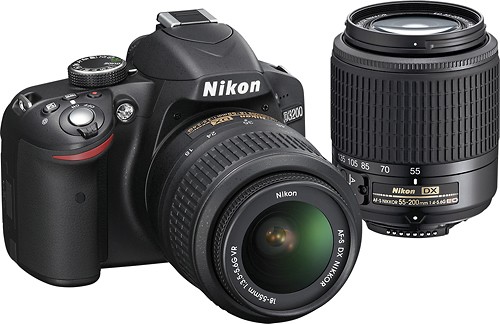 syg farvel hjemmelevering Best Buy: Nikon D3200 DSLR Camera with 18-55mm VR and 55-200mm Lens Black  13309
