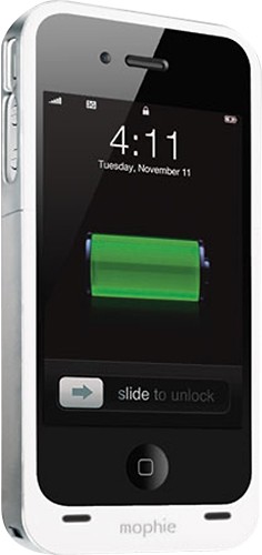  mophie - Juice Pack Air Charging Case for Apple iPhone 4 - White
