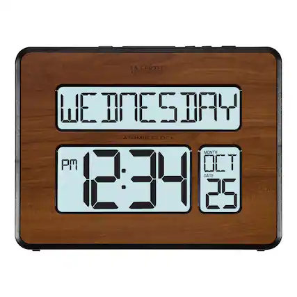 LA CROSSE TECHNOLOGY
ATOMIC CLOCK
WEDNESDAY
12:34 PM
MONTH OCT
DATE 25