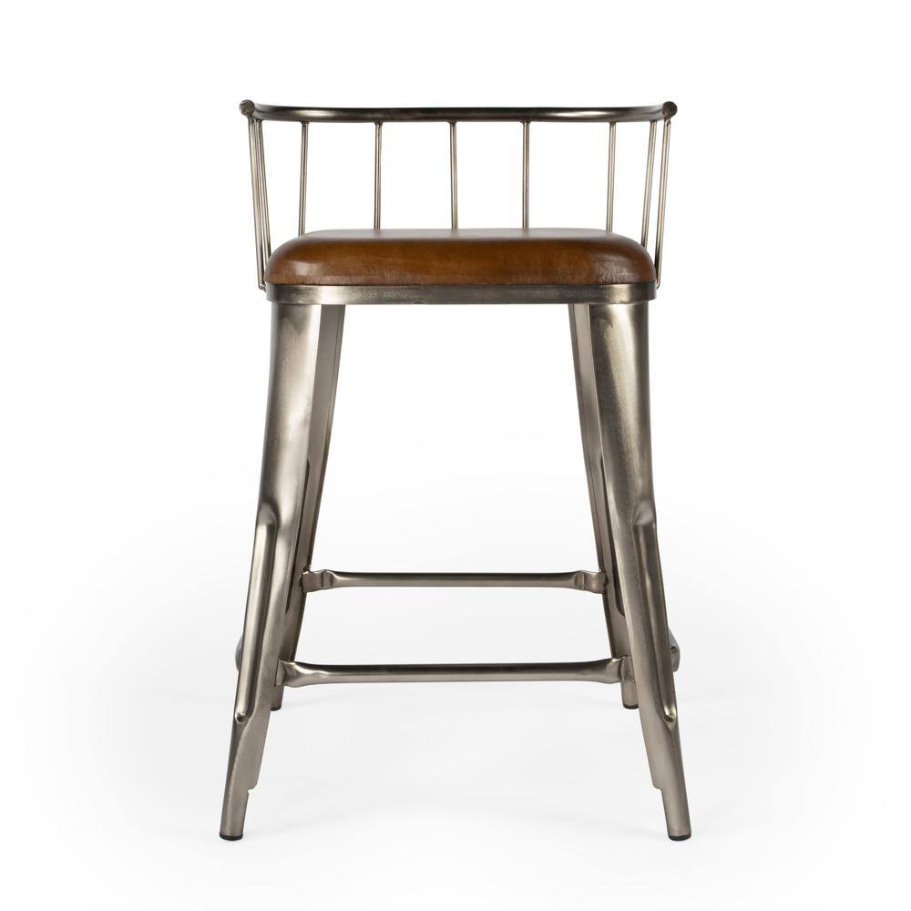 Alt View 1. Butler Specialty - Coriander Iron & Leather 25" Counter Stool - Multi-Color.