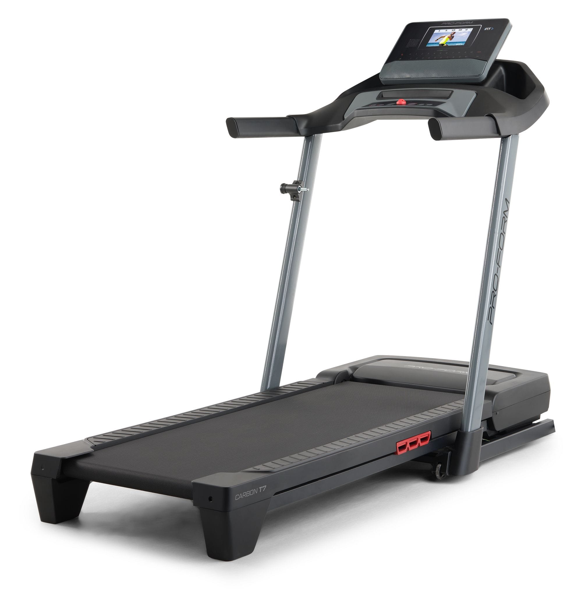 Front. ProForm - Carbon T7 Smart Treadmill with 7” HD Touchscreen, 30-day iFIT Family Membership Included - Black.