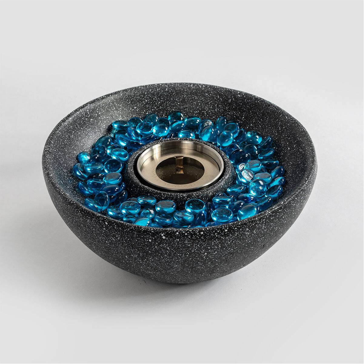 Angle. Lirago - 11" Table Top Fire Pit Portable Concrete Ethanol Fireplace for Outdoor and Indoor Use Smokeless Mini Fire Bowl - Black.