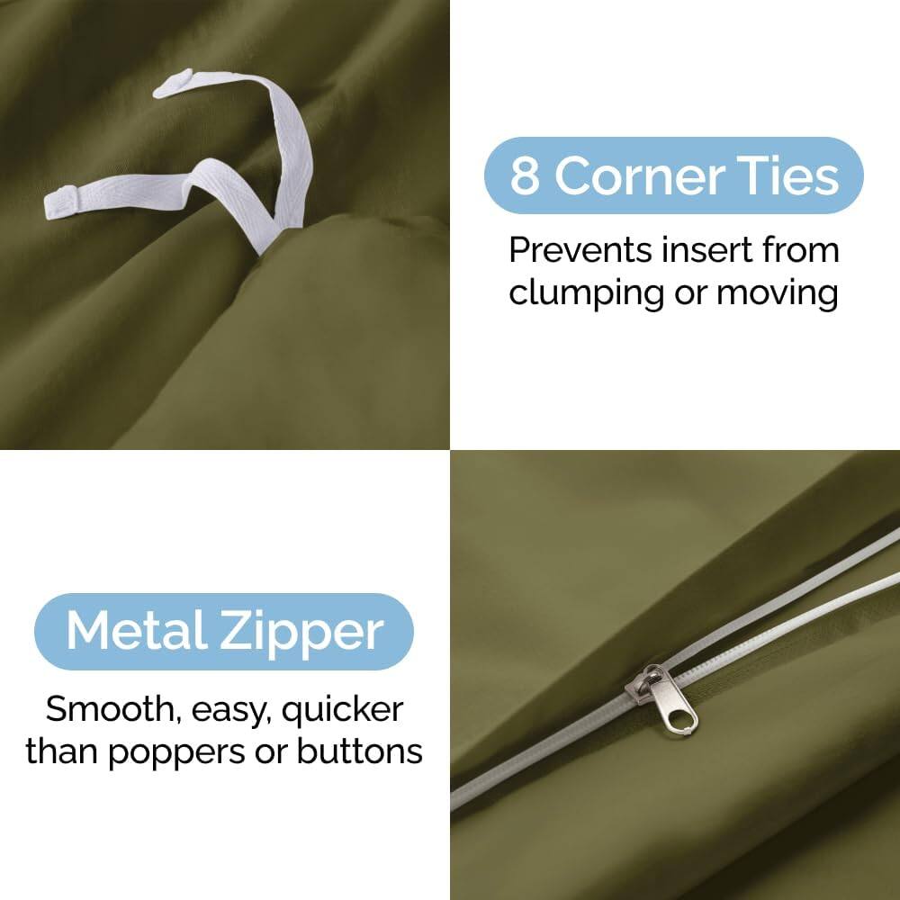 8 Corner Ties  
Prevents insert from clumping or moving  

Metal Zipper  
Smooth, easy, quicker than poppers or buttons
