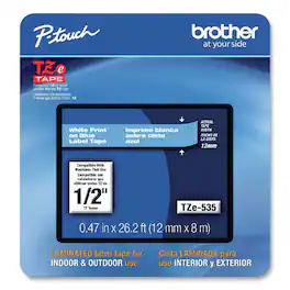 Brother - P-Touch TZE535CS 0.47 in. x 26.2 ft. TZe Laminated Removable Label Tapes - White on - Blue