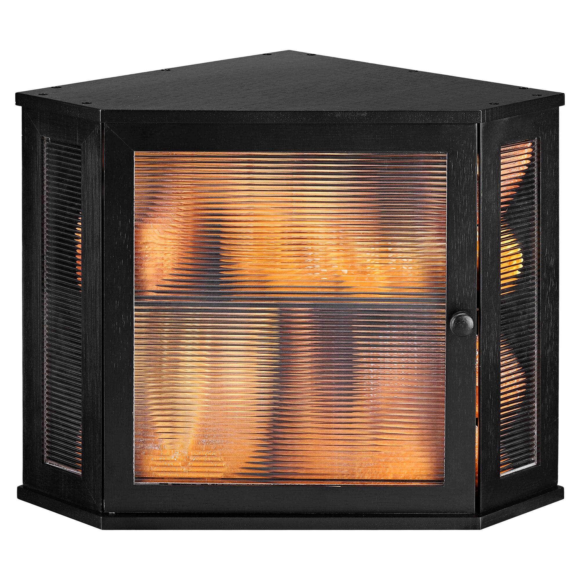 Front. Unique Bargains - Corner Bread Box for Kitchen Countertop, Bamboo Large Capacity Bread Storage with Acrylic Wavy Door, Medium - Black.