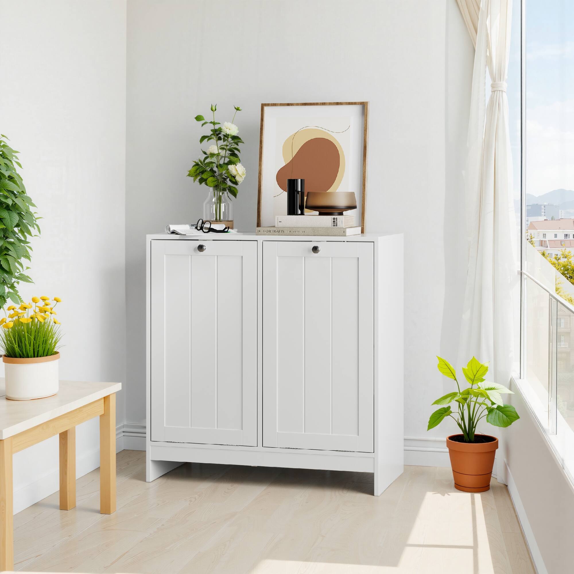 Alt View 10. ELEMENT ACE - Tilting Laundry Hamper Cabinet with Removable Baskets for Organized Home Storage - White.