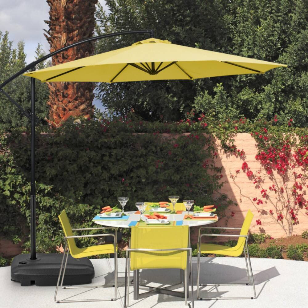 Left. Mondawe - Fillable Universal Offset Umbrella Base with Cross Base and Wheels - Black.